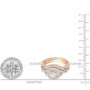 Dazzlingrock Collection 1.00 Carat (Cttw) Round White Diamond Cushion Shaped Halo Engagement Ring Set for Women in 14K Solid Rose Gold, Size 7