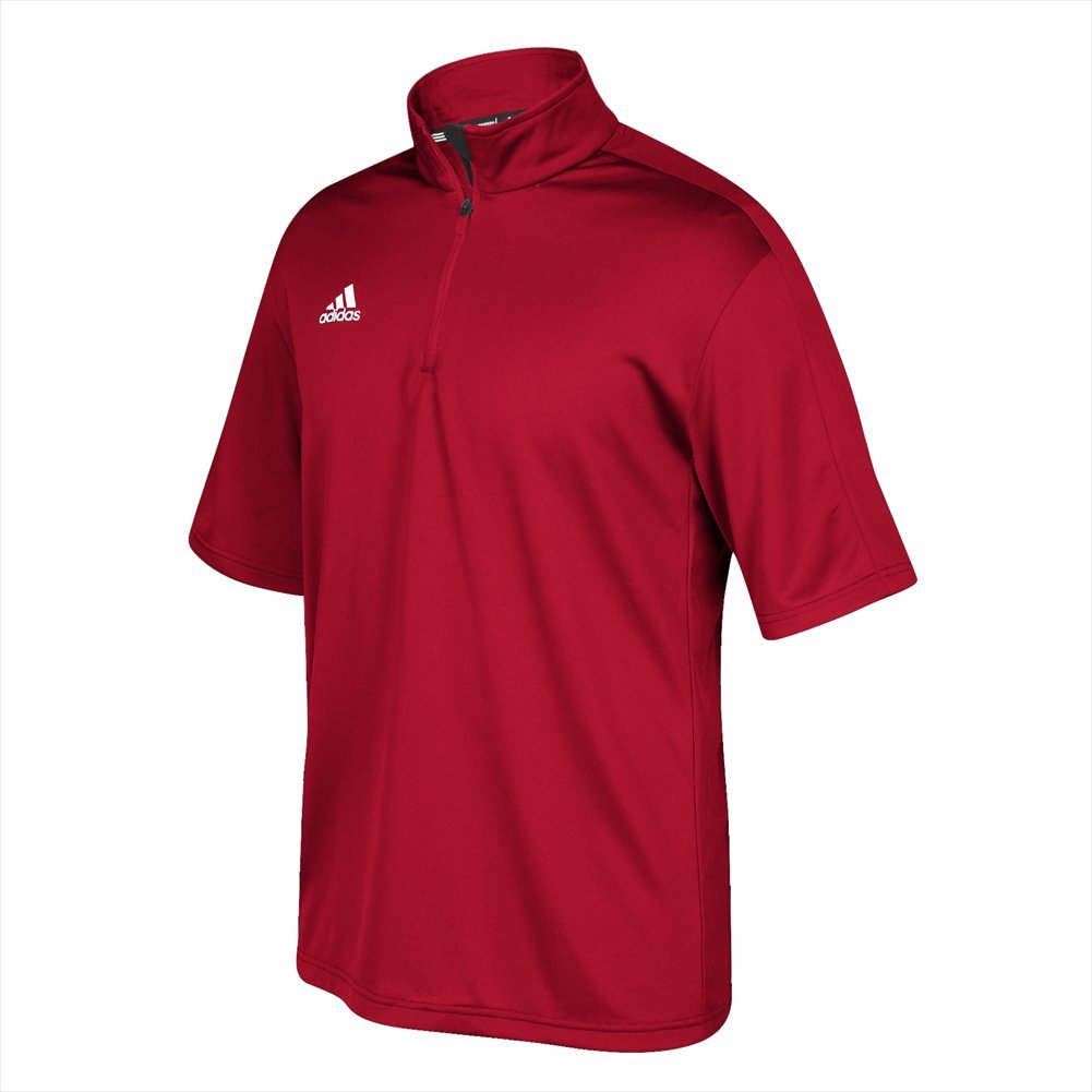 adidas Game Built Short Sleeve QuarterZip Top Men's Multisport, Power Red Large