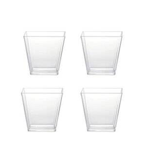 Sohapy 40 Pack 5 oz Tall Square Food Grade Clear Plastic Dessert Tumbler Cups for Tiramisu,Cakes,Ice cream,Parfait, Dip, Sundaes,and Cookies(40)