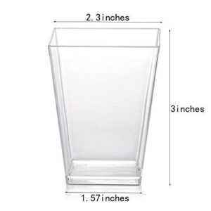 Sohapy 40 Pack 5 oz Tall Square Food Grade Clear Plastic Dessert Tumbler Cups for Tiramisu,Cakes,Ice cream,Parfait, Dip, Sundaes,and Cookies(40)