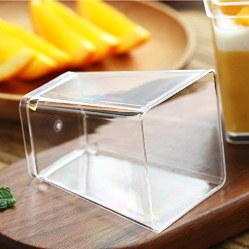 Sohapy 40 Pack 5 oz Tall Square Food Grade Clear Plastic Dessert Tumbler Cups for Tiramisu,Cakes,Ice cream,Parfait, Dip, Sundaes,and Cookies(40)