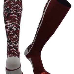 TCK Digital Camo OTC Socks (Maroon/Grey, Small)