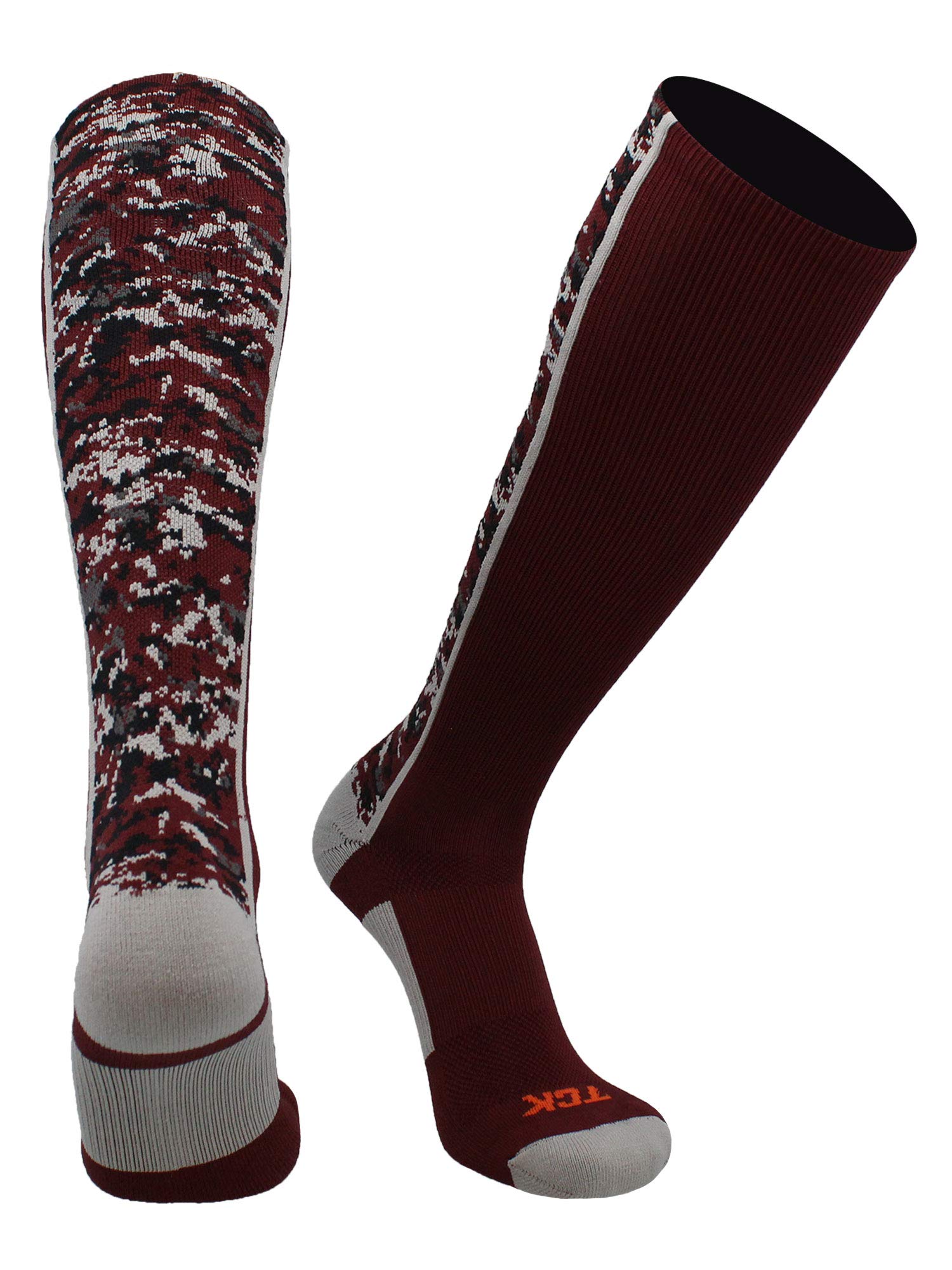 TCK Digital Camo OTC Socks (Maroon/Grey, Small)