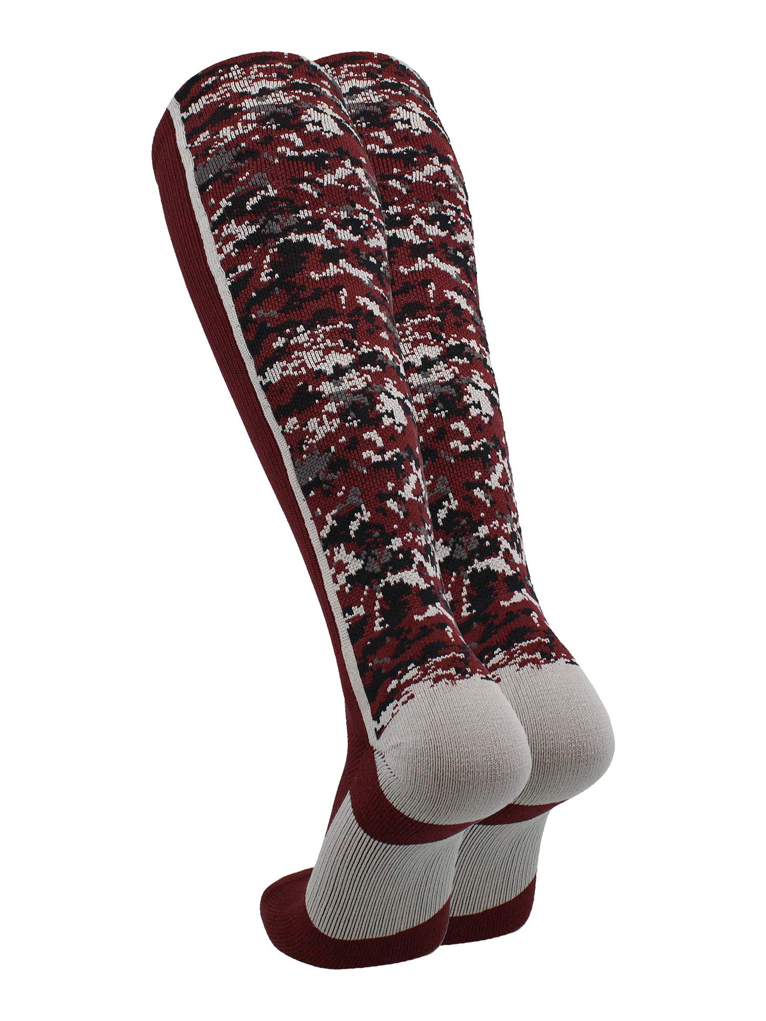 TCK Digital Camo OTC Socks (Maroon/Grey, Small)