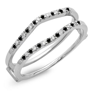 dazzlingrock collection round alternate black diamond & white diamond wedding enhancer guard ring for women in 10k white gold, size 8