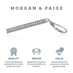 MORGAN & PAIGE .925 Sterling Silver Cubic Zirconia Vertical Bar Drop Earrings 1-3/4" Linear Dangle Earrings For Women