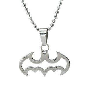 dc comics batman jewelry, stainless steel cut out logo pendant necklace, 16" ball chain