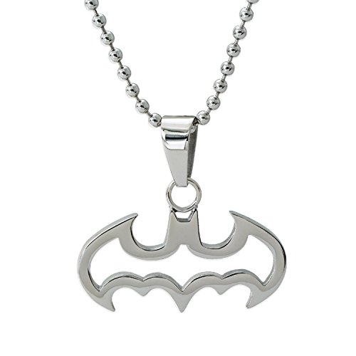 DC Comics Batman Jewelry, Stainless Steel Cut Out Logo Pendant Necklace, 16" Ball Chain