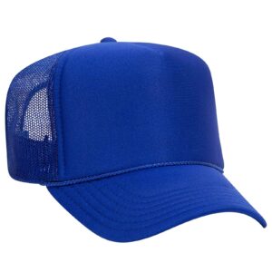 otto wholesale 12 x polyester foam front 5 panel high crown mesh back trucker hat - royal - (12 pcs)