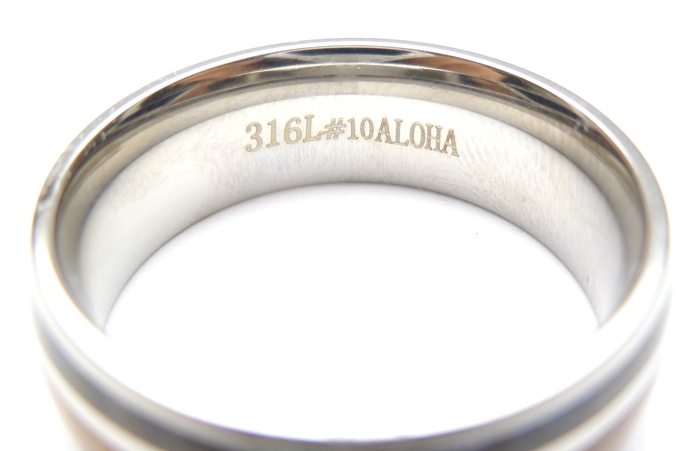 Aloha Passion Natural Koa Wood and Abalone Shell Stainless Steel -8mm Wide - Wedding, Engagement, or Promise Ring (5)