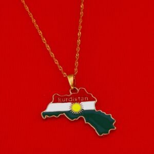 Kurdistan Region Map Pendant Chain Kurdish Gold Koerdistan Jewelry