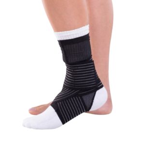 donjoy advantage da161av03-blk-m ankle sleeve with figure 8 straps for sprains, strains, lateral support, open heel, black, medium fits 8.5", 9.5"