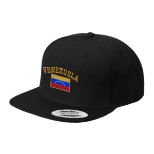 speedy pros venezuela flag embroidered flat visor snapback hat black