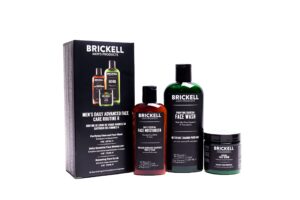 brickell men's daily advanced face care routine ii, activated charcoal facial cleanser, face scrub, face moisturizer lotion, natural and organic, scented