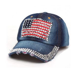 american flag baseball cap sparkle rhinestone usa flag deim hip hop hat