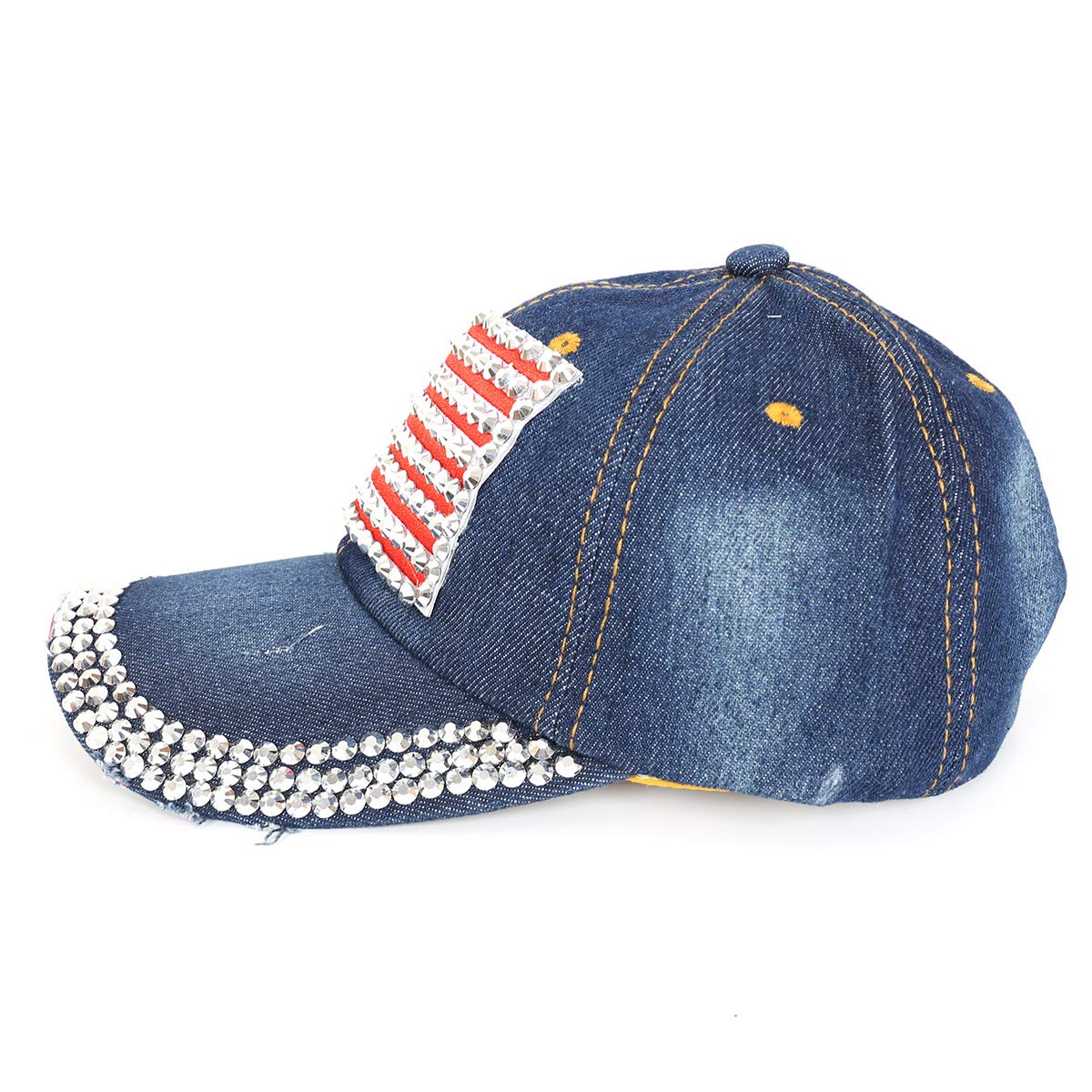 American Flag Baseball Cap Sparkle Rhinestone USA Flag Deim Hip Hop Hat