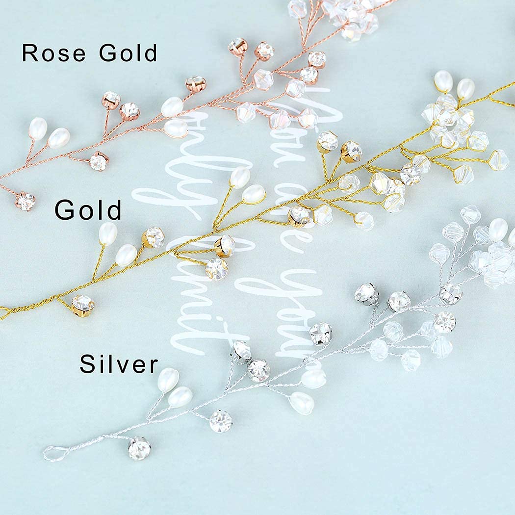 Yean Wedding Hair Vine Long Bridal Headband Hair Accessories for Bride and Bridesmaid (100cm / 39.3inches) (Silver)