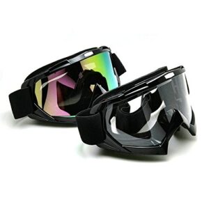 Heinmo Clear/Color Lens Motocross Goggles Motorcycle ATV Dirt Bike Off-Road Sport Goggles Sunglasses (Black Color Lens)