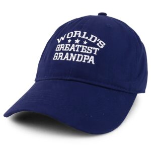 trendy apparel shop world's greatest grandpa embroidered low profile soft cotton baseball cap - navy