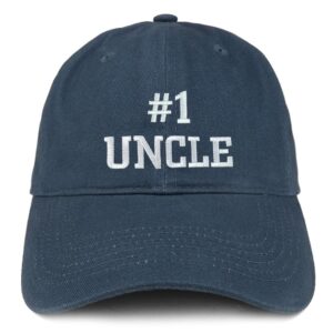 Trendy Apparel Shop Number 1 Uncle Embroidered Low Profile Soft Cotton Baseball Cap - Navy