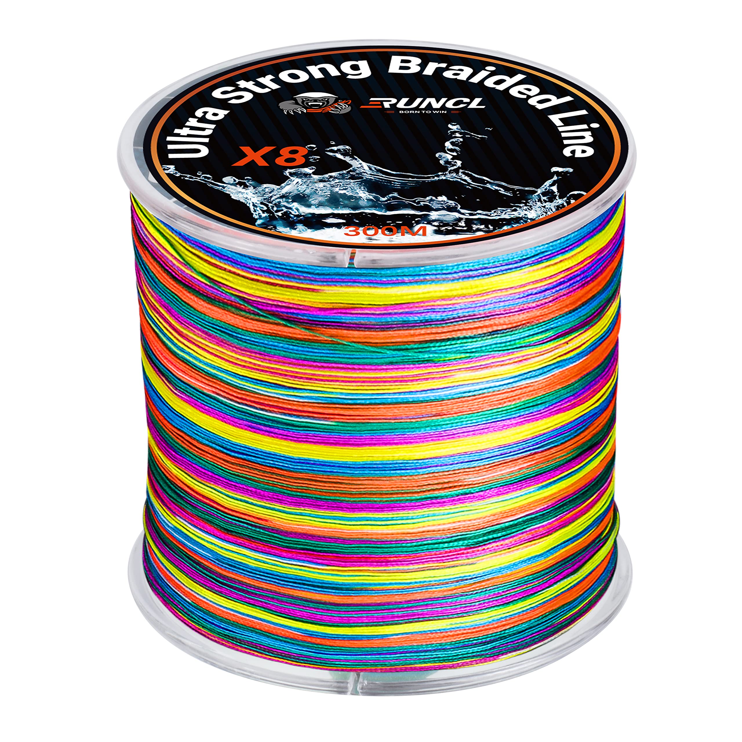 RUNCL Braided Fishing Line, 8 Strand Abrasion Resistant Fishing Line Braid, Super Durable, Smooth Casting, Zero Stretch, Smaller Diameter, Hi Vis, 328-1093 yards, 12-100LB(18LB,328yds)