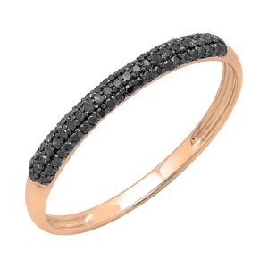 Dazzlingrock Collection Round Black Diamond 3 Row Stackable Wedding Band for Women (0.15 ctw, Color Black, Clarity Opaque) in 10K Rose Gold, Size 7