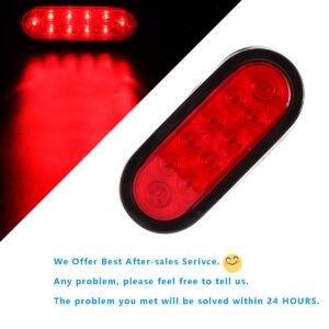 CZC AUTO 6'' LED Waterproof Oval Red Trailer Lights Rear Stop Turn Signal Parking Tail Brake Lights for Trailer Truck RV (Red, 2 Pack)