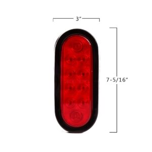 CZC AUTO 6'' LED Waterproof Oval Red Trailer Lights Rear Stop Turn Signal Parking Tail Brake Lights for Trailer Truck RV (Red, 2 Pack)