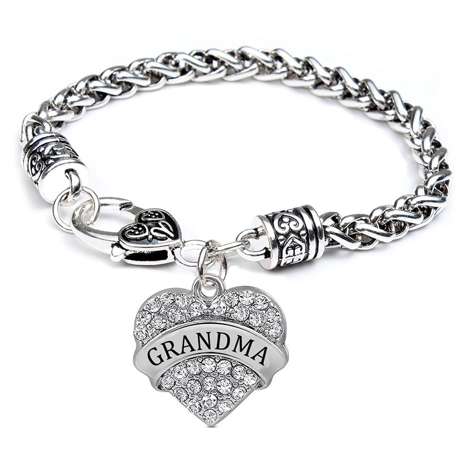 Luvalti Grandma Heart Charm Bracelet - Silver Heart Pendant Bracelet - Best Family Jewelry Gift