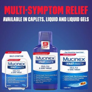 Mucinex Fast-Max Max Strength, Cold, Flu, Sore Throat (Pack of 2/Liquid Gels)