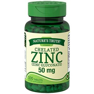 nature's truth chelated zinc 50 mg tablets - 100 ct, pack of 2