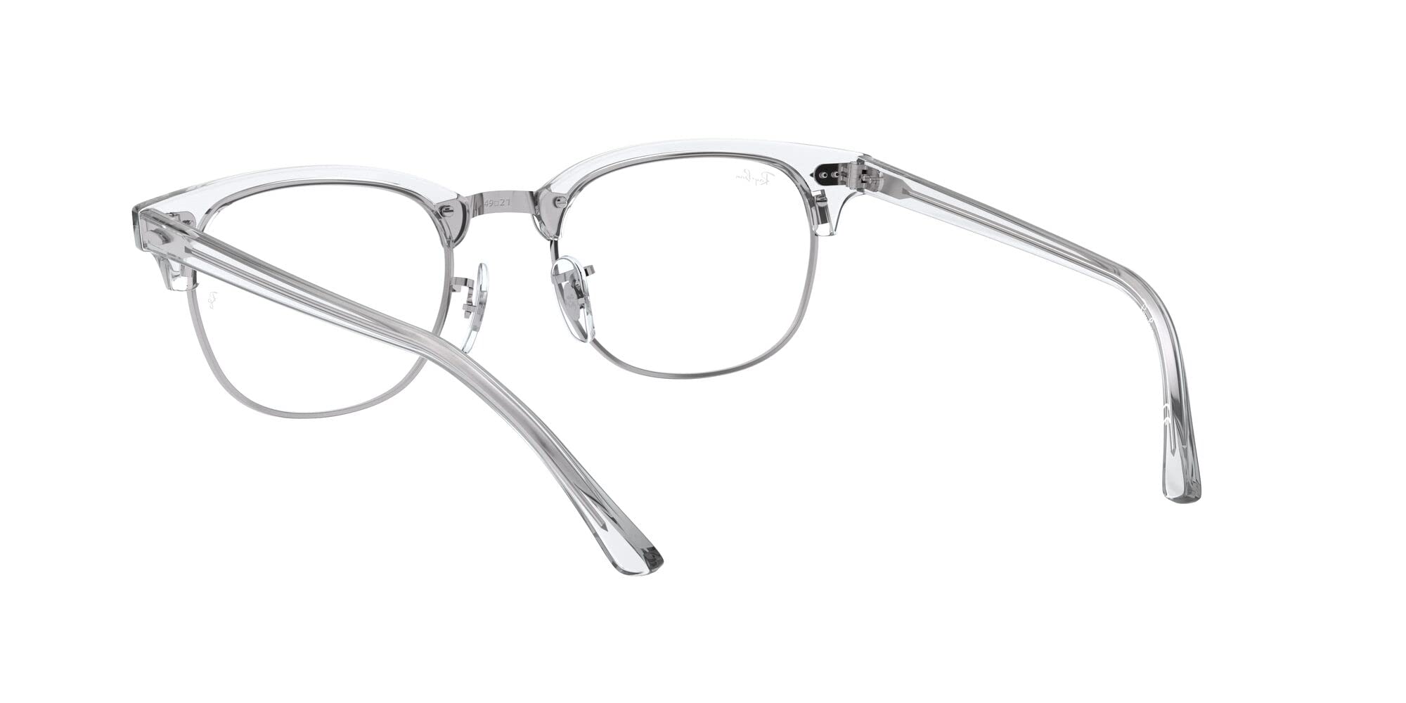 Ray-Ban RX5154 Clubmaster Square Prescription Eyeglass Frames, White Transparent/Demo Lens, 51 mm