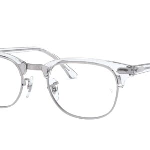 Ray-Ban RX5154 Clubmaster Square Prescription Eyeglass Frames, White Transparent/Demo Lens, 51 mm