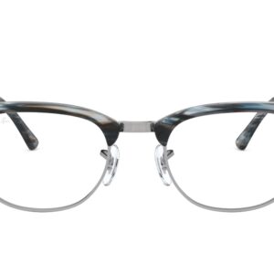 Ray-Ban RX5154 Clubmaster Square Prescription Eyeglass Frames, Blue/Grey Striped/Demo Lens, 51 mm