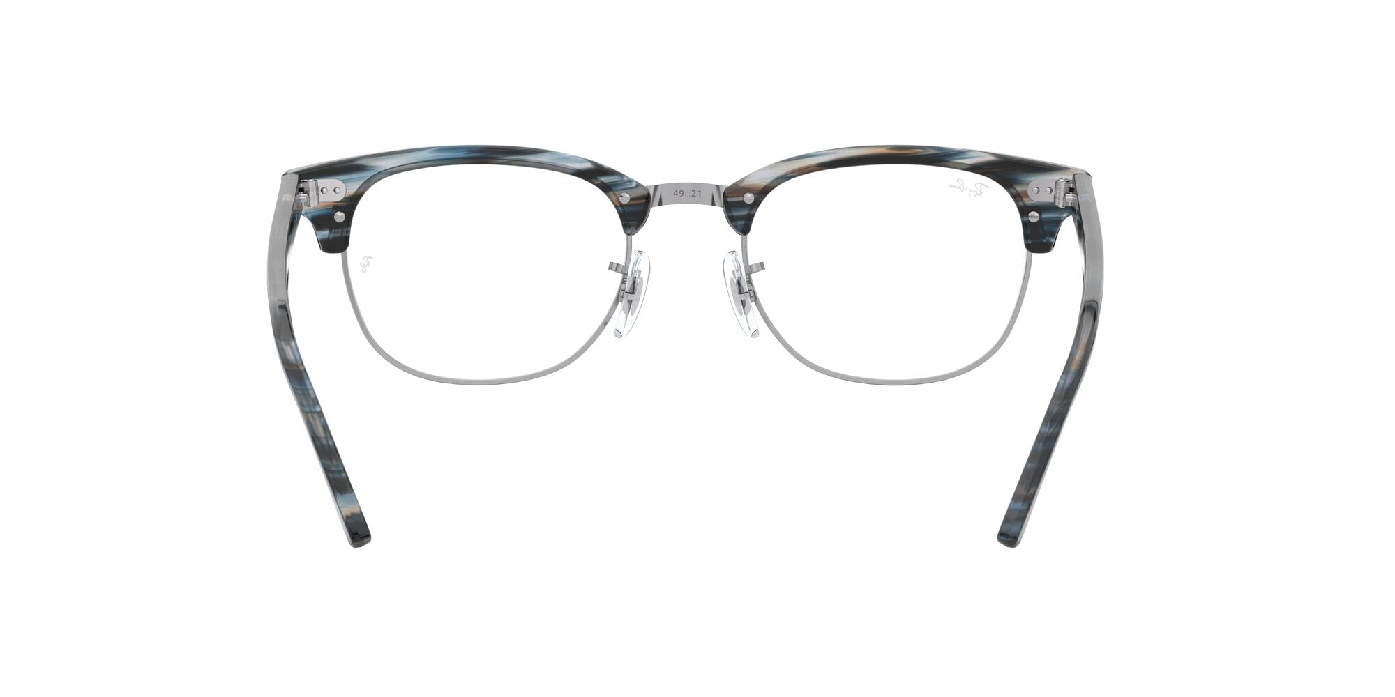 Ray-Ban RX5154 Clubmaster Square Prescription Eyeglass Frames, Blue/Grey Striped/Demo Lens, 51 mm