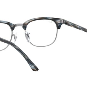 Ray-Ban RX5154 Clubmaster Square Prescription Eyeglass Frames, Blue/Grey Striped/Demo Lens, 51 mm