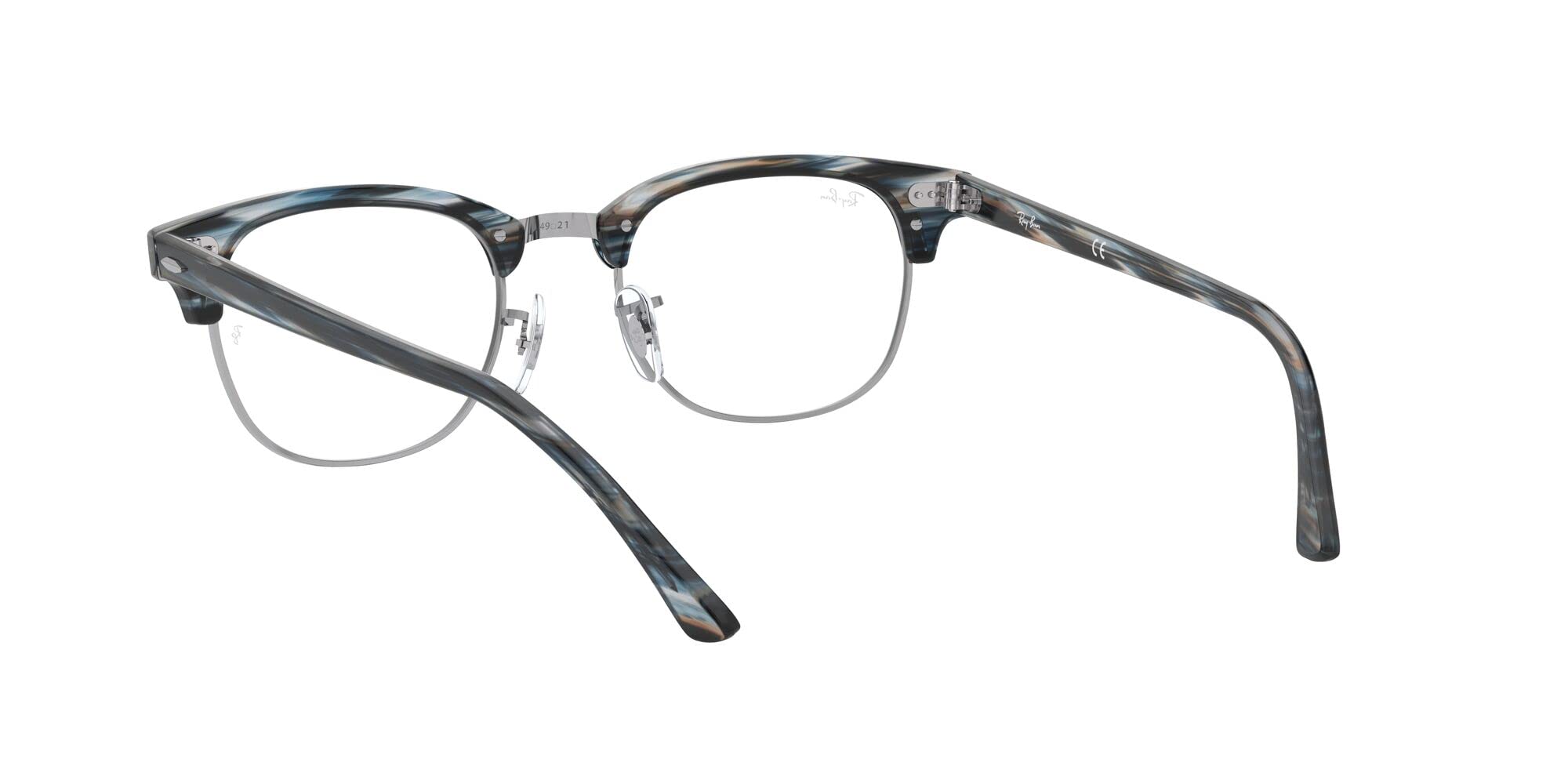 Ray-Ban RX5154 Clubmaster Square Prescription Eyeglass Frames, Blue/Grey Striped/Demo Lens, 51 mm