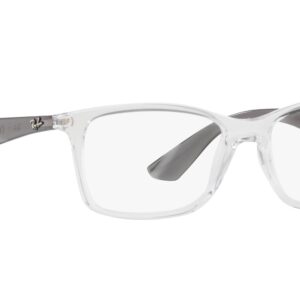 Ray-Ban RX7047 Rectangular Prescription Eyeglass Frames, Transparent on Grey/Demo Lens, 56 mm