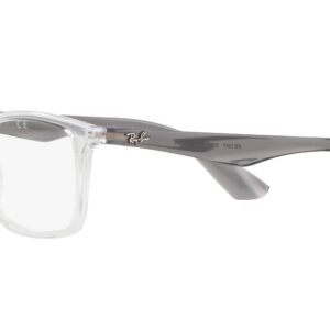 Ray-Ban RX7047 Rectangular Prescription Eyeglass Frames, Transparent on Grey/Demo Lens, 56 mm