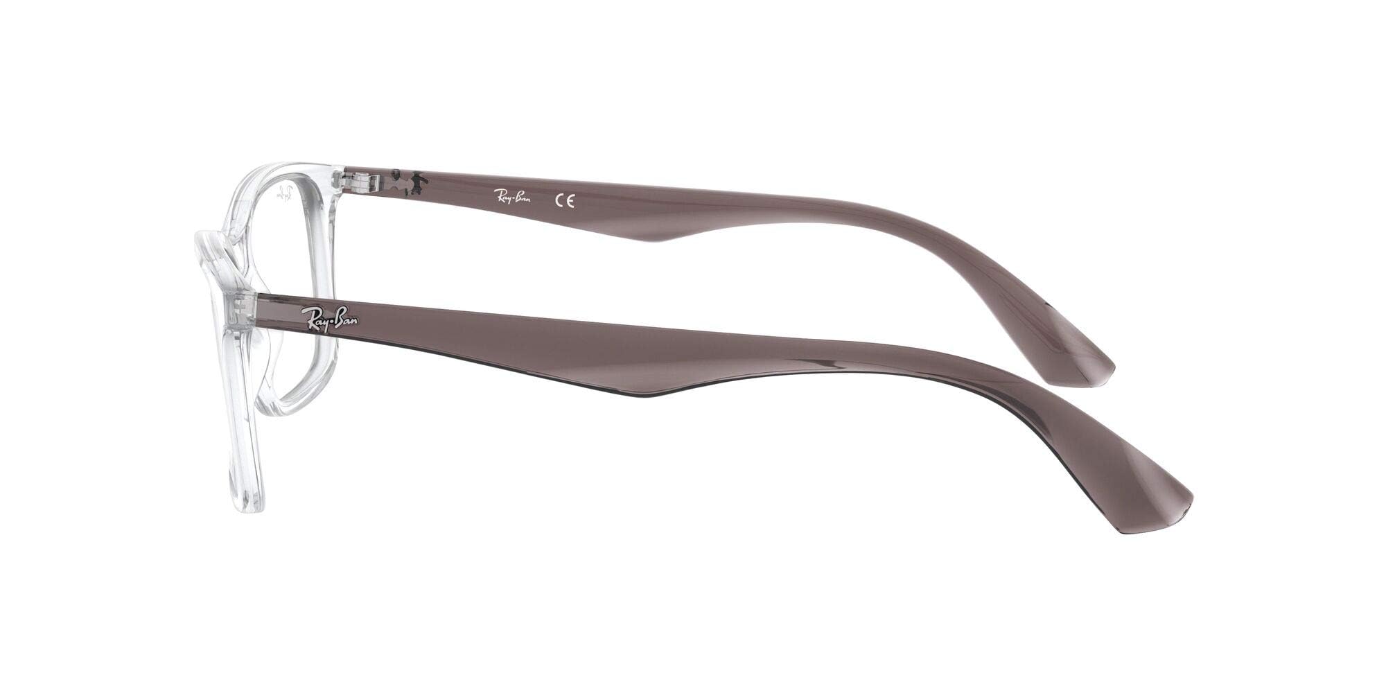 Ray-Ban RX7047 Rectangular Prescription Eyeglass Frames, Transparent on Grey/Demo Lens, 54 mm