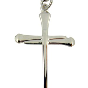 Sterling Silver Spike Nail Cross Pendant, 1 3/8 Inch