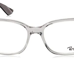 Ray-Ban Men's RX7066 Square Prescription Eyeglass Frames, Transparent on Grey/Demo Lens, 54 mm