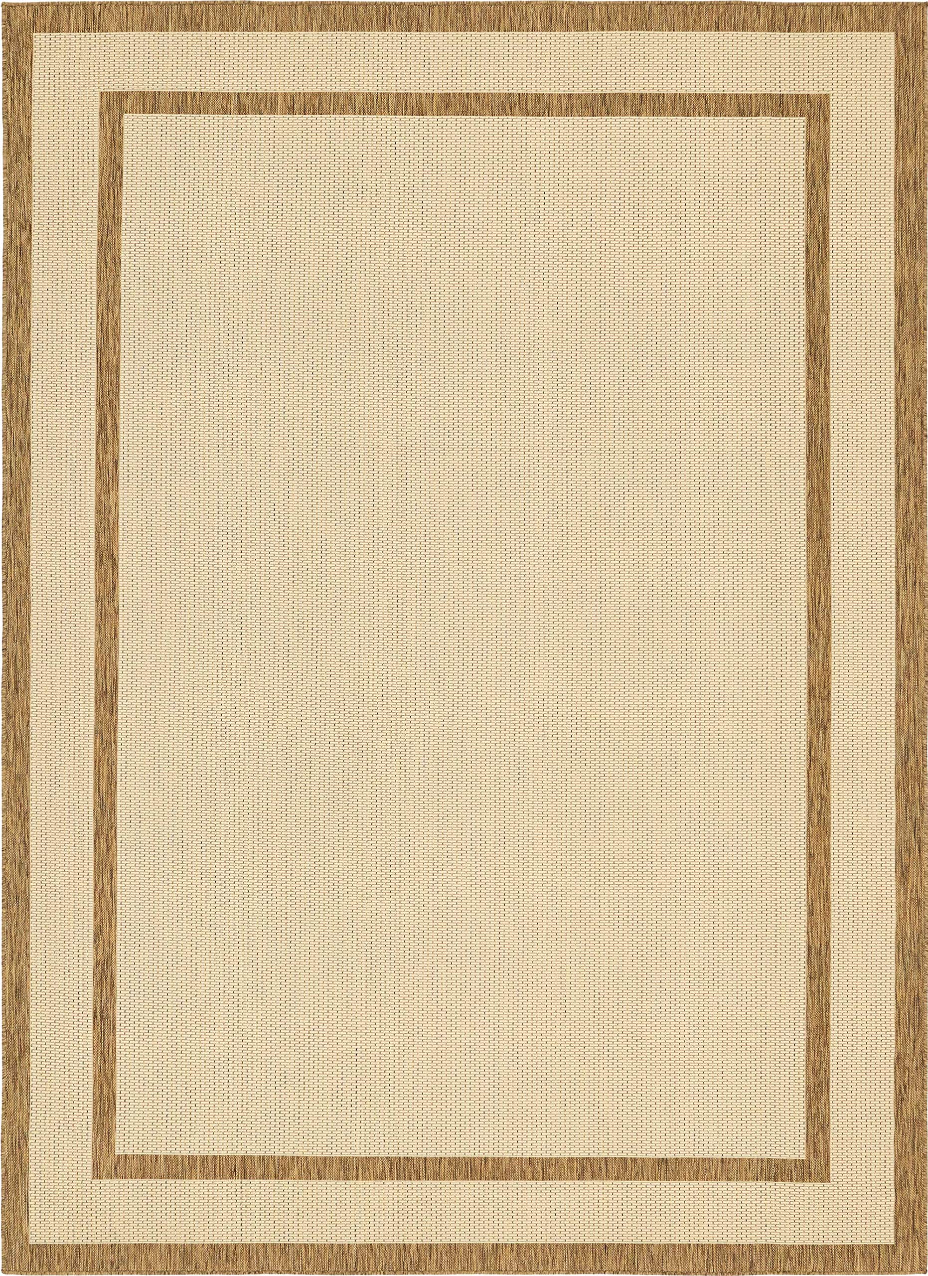 Unique Loom Outdoor Border Collection Area Rug - Border (7' 10" x 11' 4" Rectangle, Beige/ Brown)