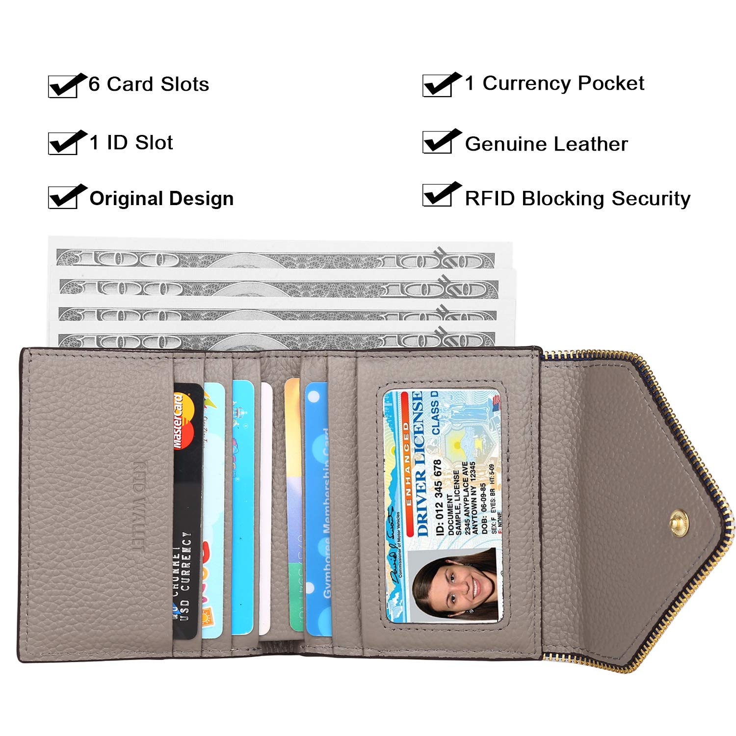 Lavemi Ultra Thin Small Compact Leather Womens Girls Wallets RFID Blocking Credit Card Holder for Women(Envelope Black)