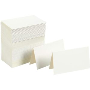 100 pack place cards for table setting - blank name cards for wedding, baby showers, banquets, reserved seating (3.5 x 2 in)