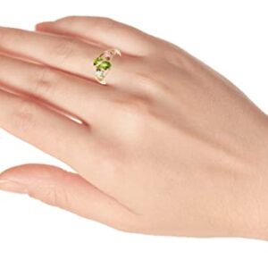 Marquise Peridot Slim Profile Ring, 10k Yellow Gold, 12k Green and Rose Black Hills Gold Size 10