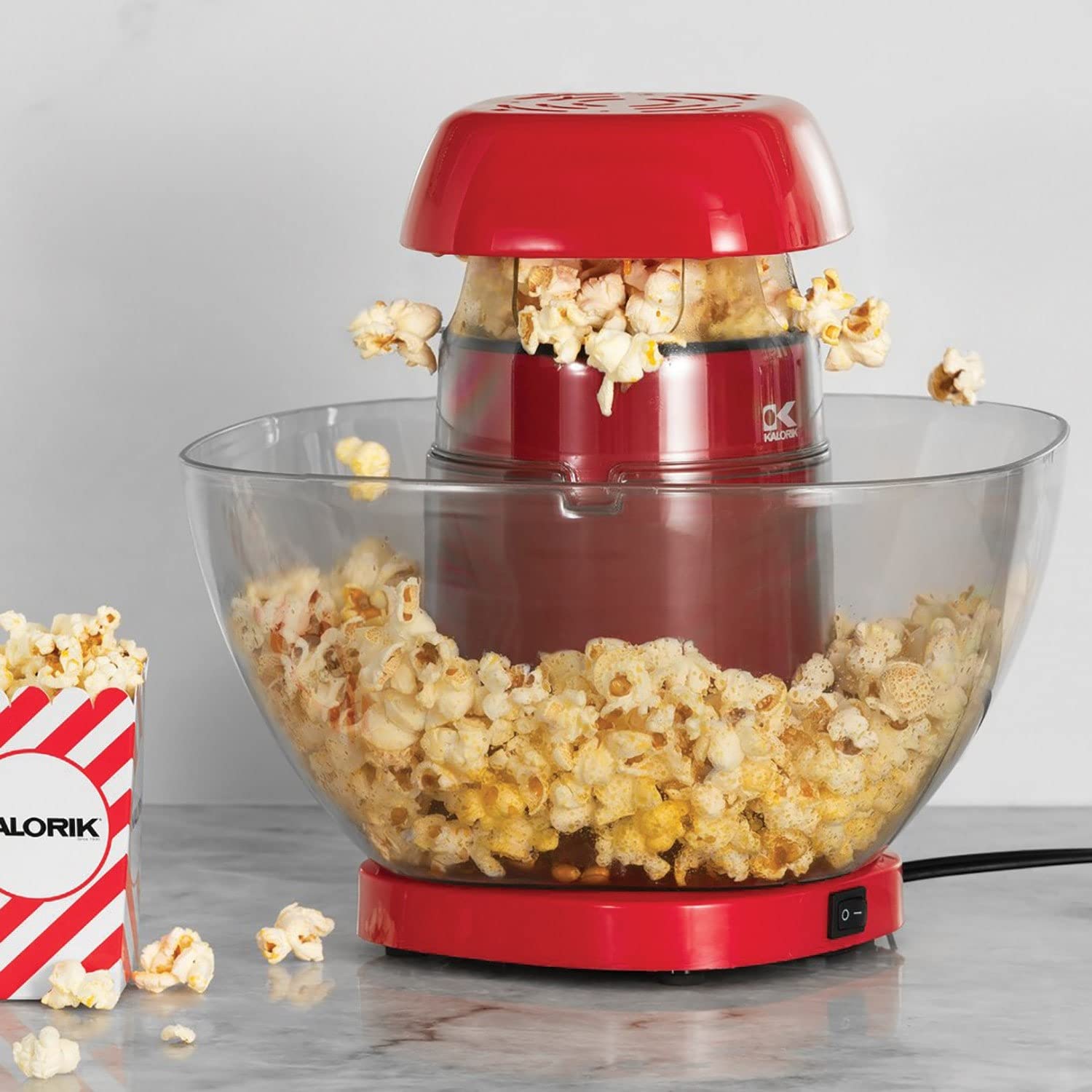 Kalorik Hot Air Volcano Popcorn Maker, Family Size Healthy Traditional No Oil Required Fast n Easy, Low Calorie Snack.