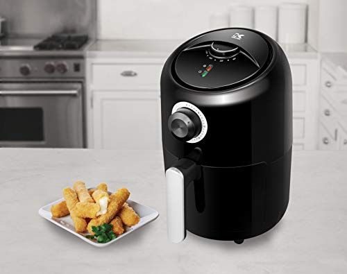 Kalorik 1.75 Quart Personal Air Fryer, Mini Space Saving Electric Healthy Cooking, Timer and Temperate Controls, Black.