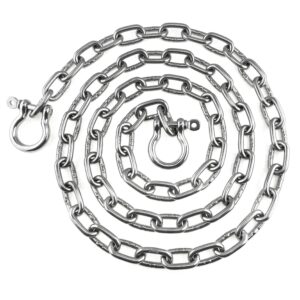 US STAINLESS Stainless Steel 316 Anchor Chain 1/4" (6.3mm) by 6' with shackles