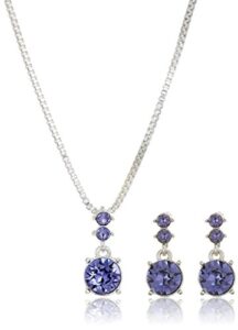 nine west silver-tone and purple necklace and earrings set